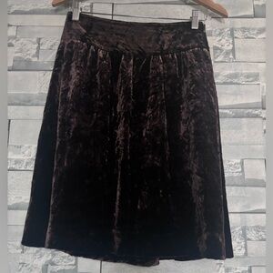 Theory Dark Brown Velvet A-Line Skirt
